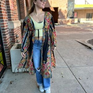 Free People Multicolor Floral Kimono